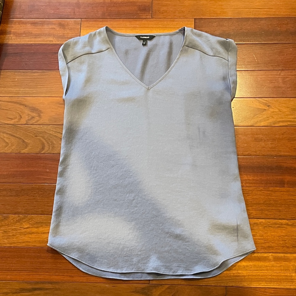 Express Light Blue V-Neck Blouse